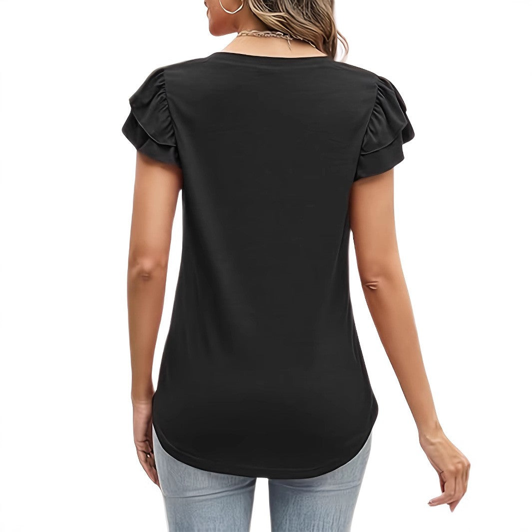 Marisse Ruffled V-Neck Tee