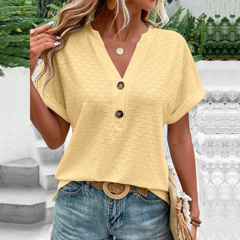 Evania Buttoned V-Neck Blouse