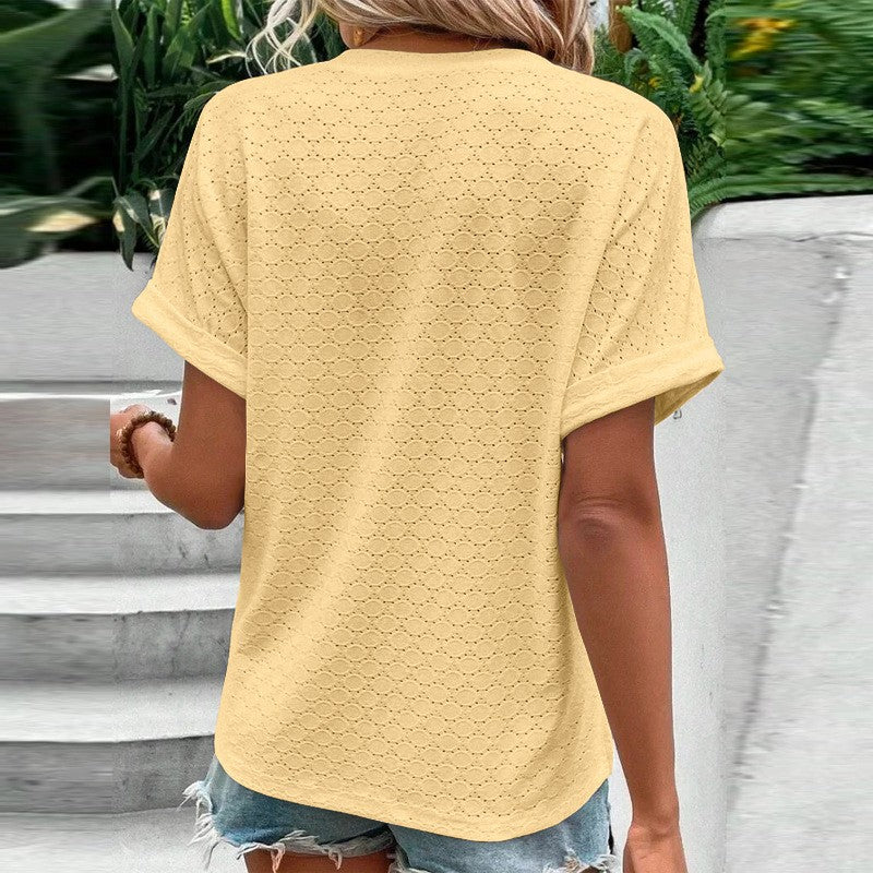 Evania Buttoned V-Neck Blouse