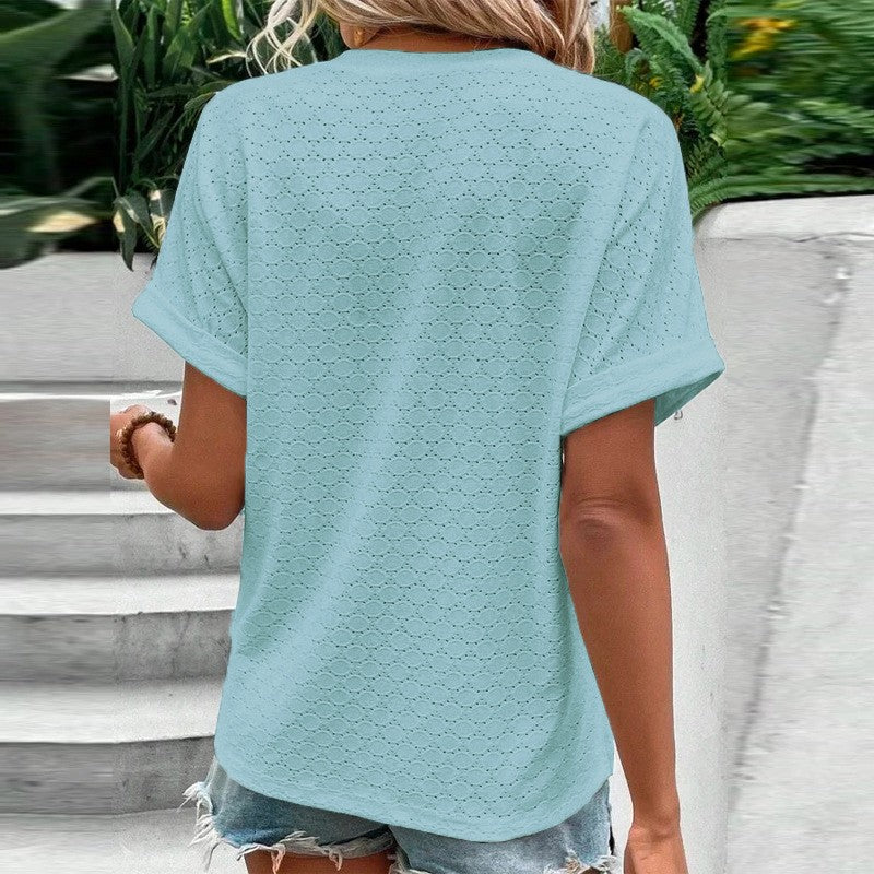 Evania Buttoned V-Neck Blouse
