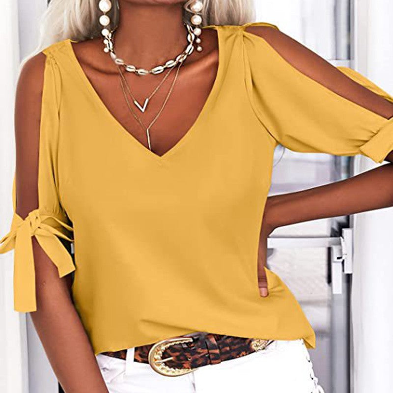 Marivelle Cold-Shoulder Knot Top