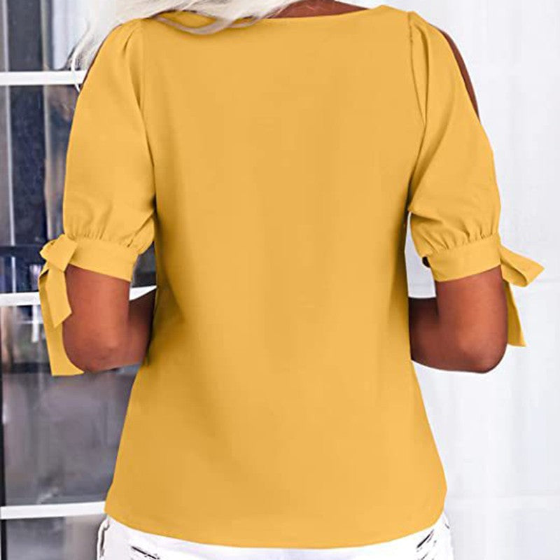 Marivelle Cold-Shoulder Knot Top