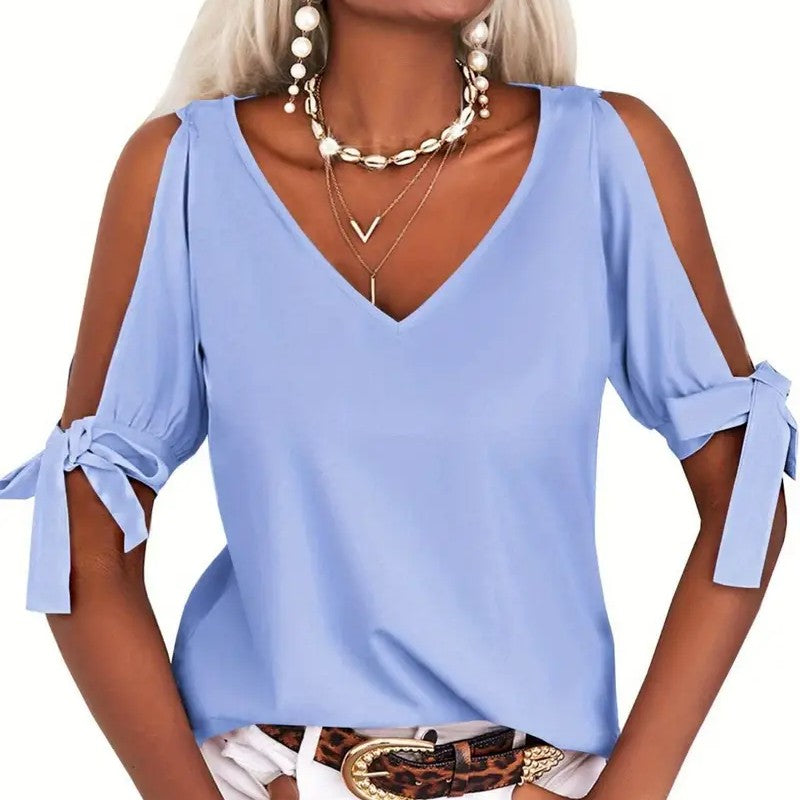 Marivelle Cold-Shoulder Knot Top