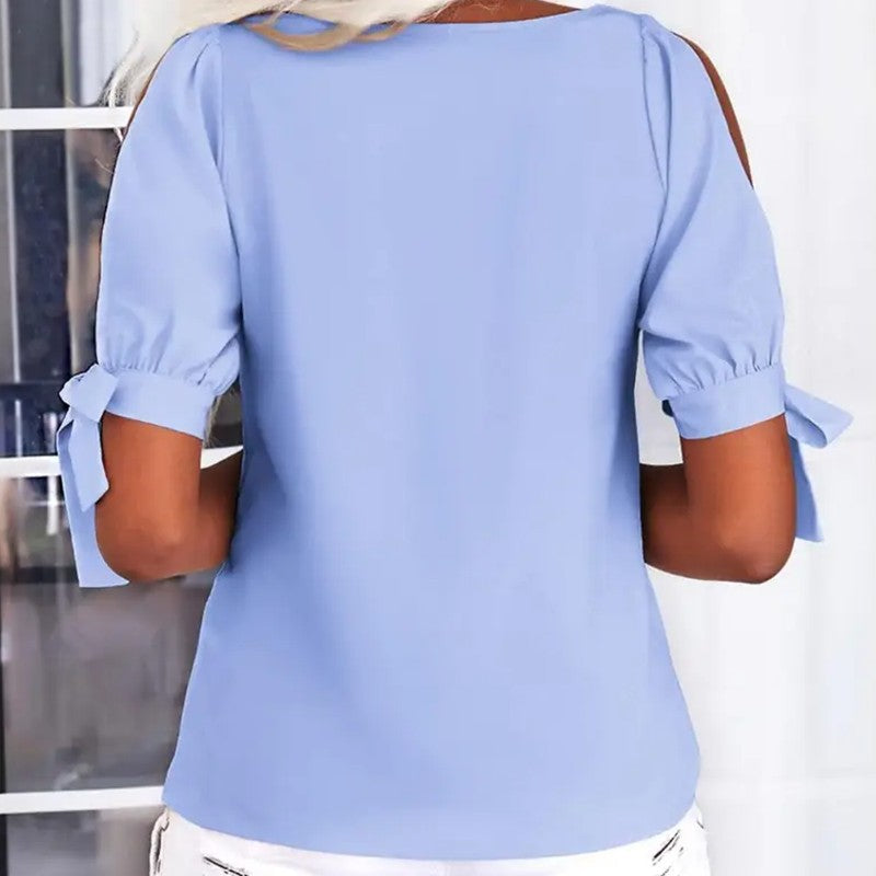 Marivelle Cold-Shoulder Knot Top