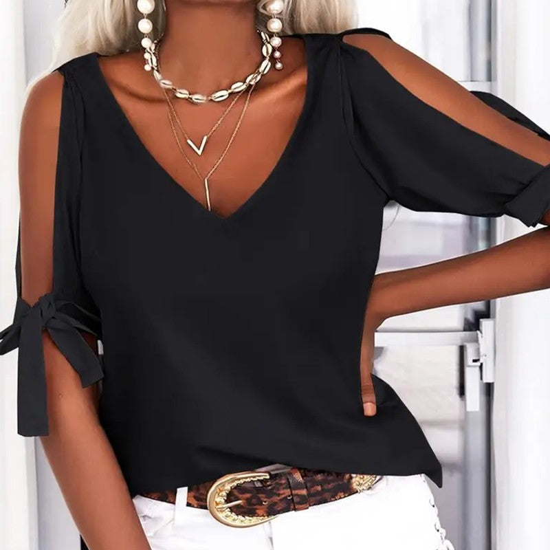 Marivelle Cold-Shoulder Knot Top