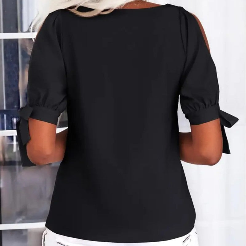 Marivelle Cold-Shoulder Knot Top