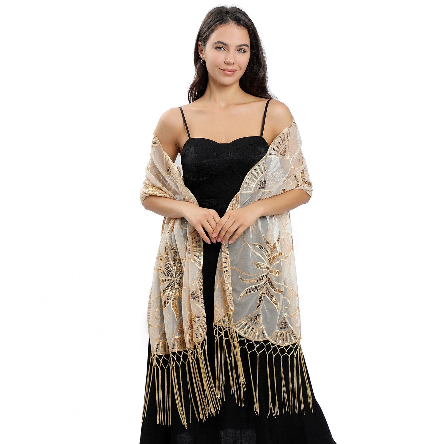 Marivelle Embroidered Feather Shawl
