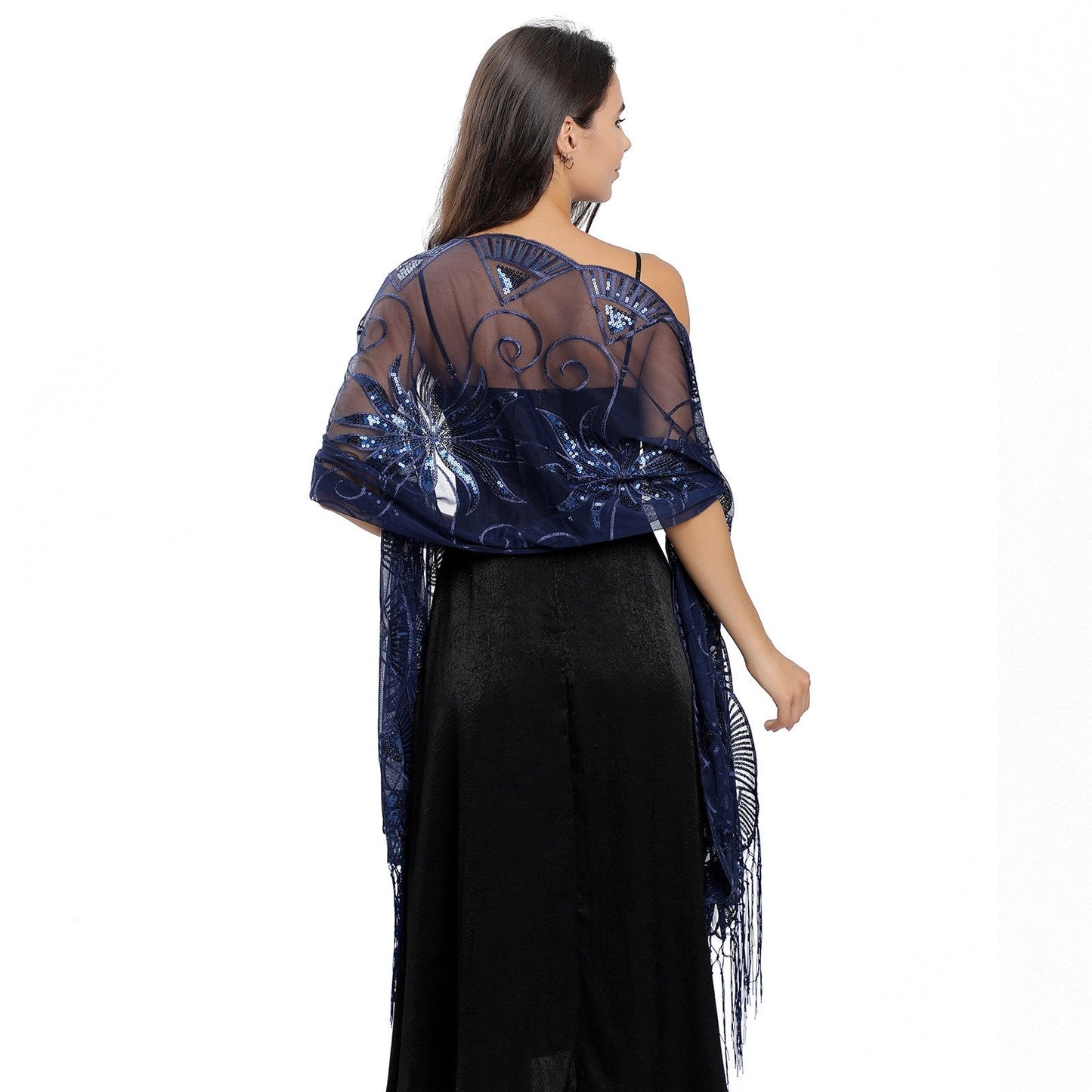 Marivelle Embroidered Feather Shawl