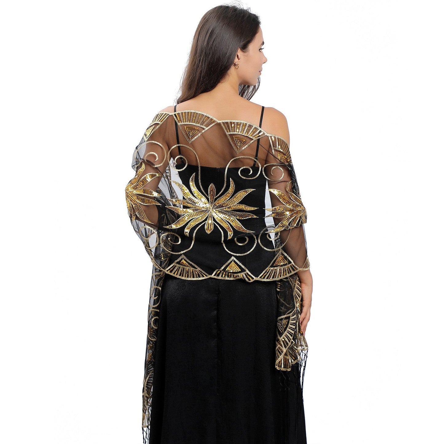 Marivelle Embroidered Feather Shawl