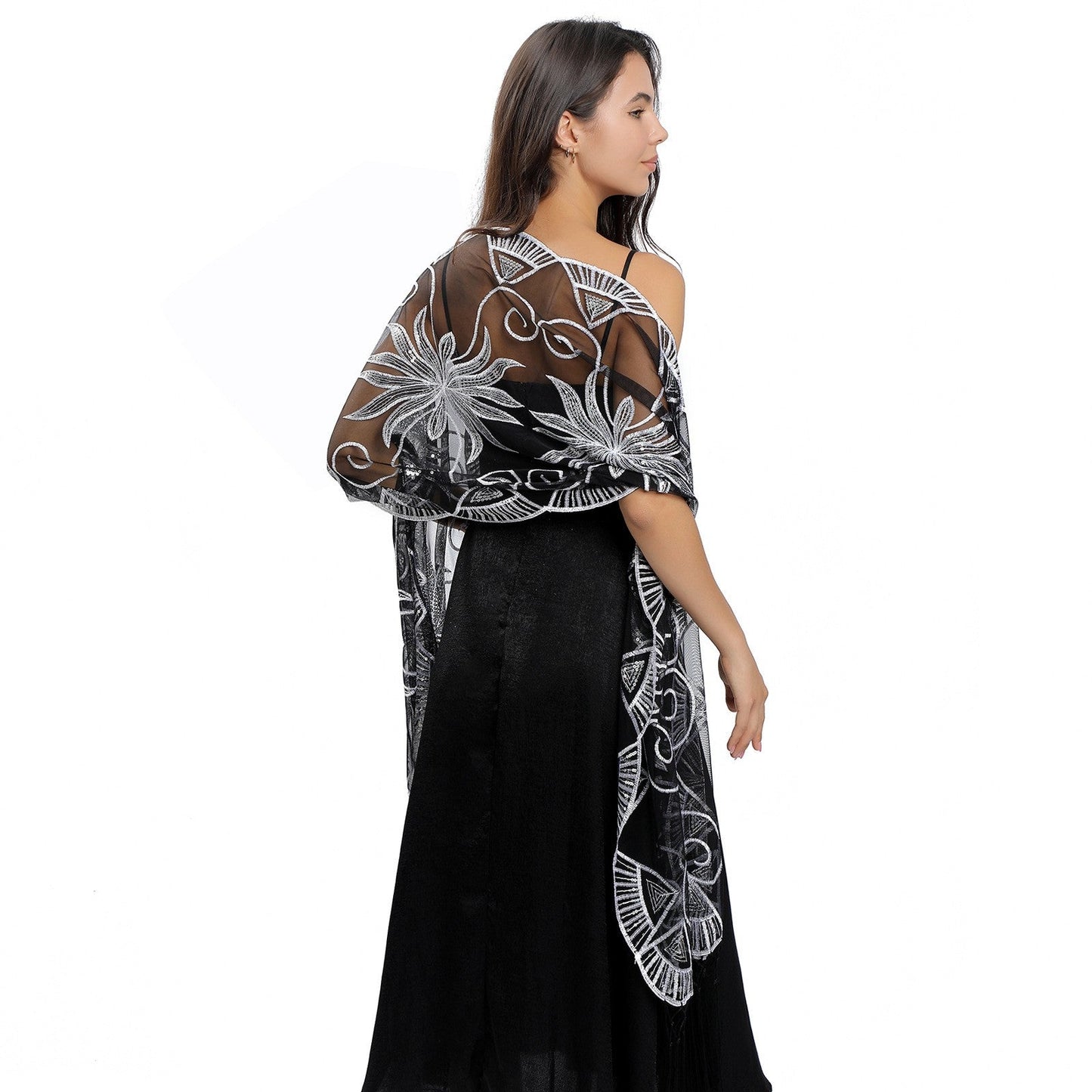 Marivelle Embroidered Feather Shawl