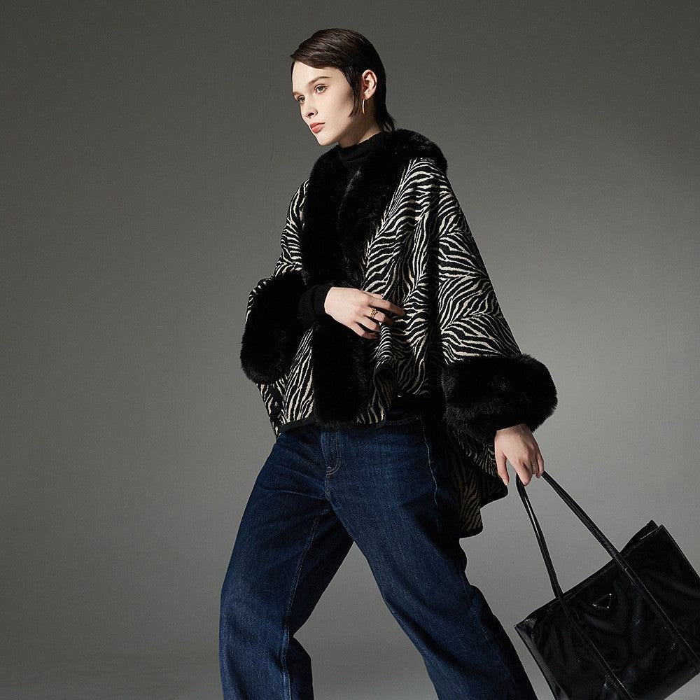 Noctira Fur-Trim Shawl
