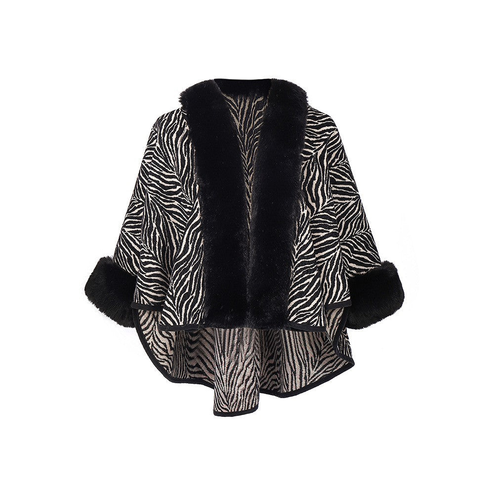 Noctira Fur-Trim Shawl