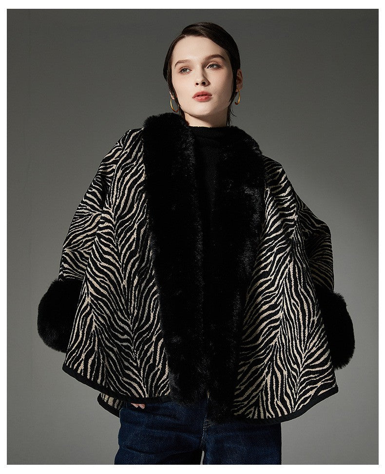 Noctira Fur-Trim Shawl